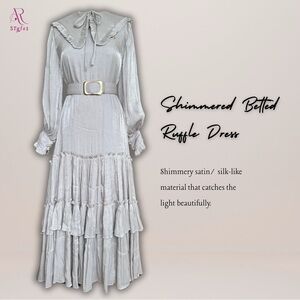 NWT Shimmered Belted Ruffle Dress with belt and hijab